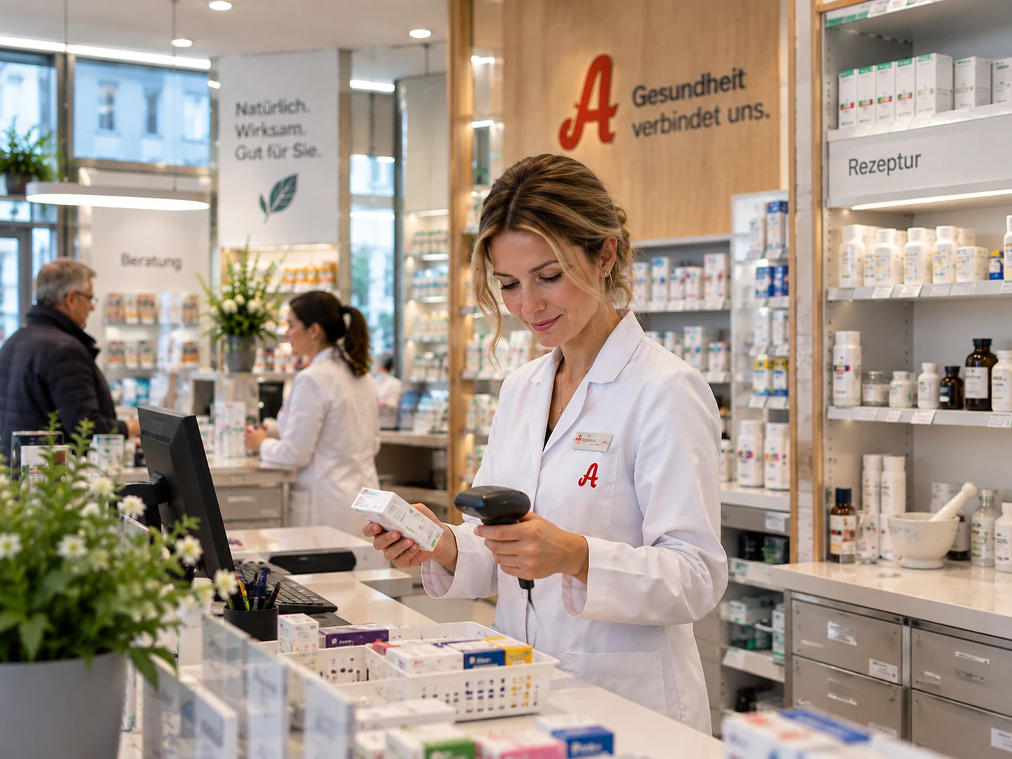 Apotheker bei der Arbeit in einer modernen Apotheke