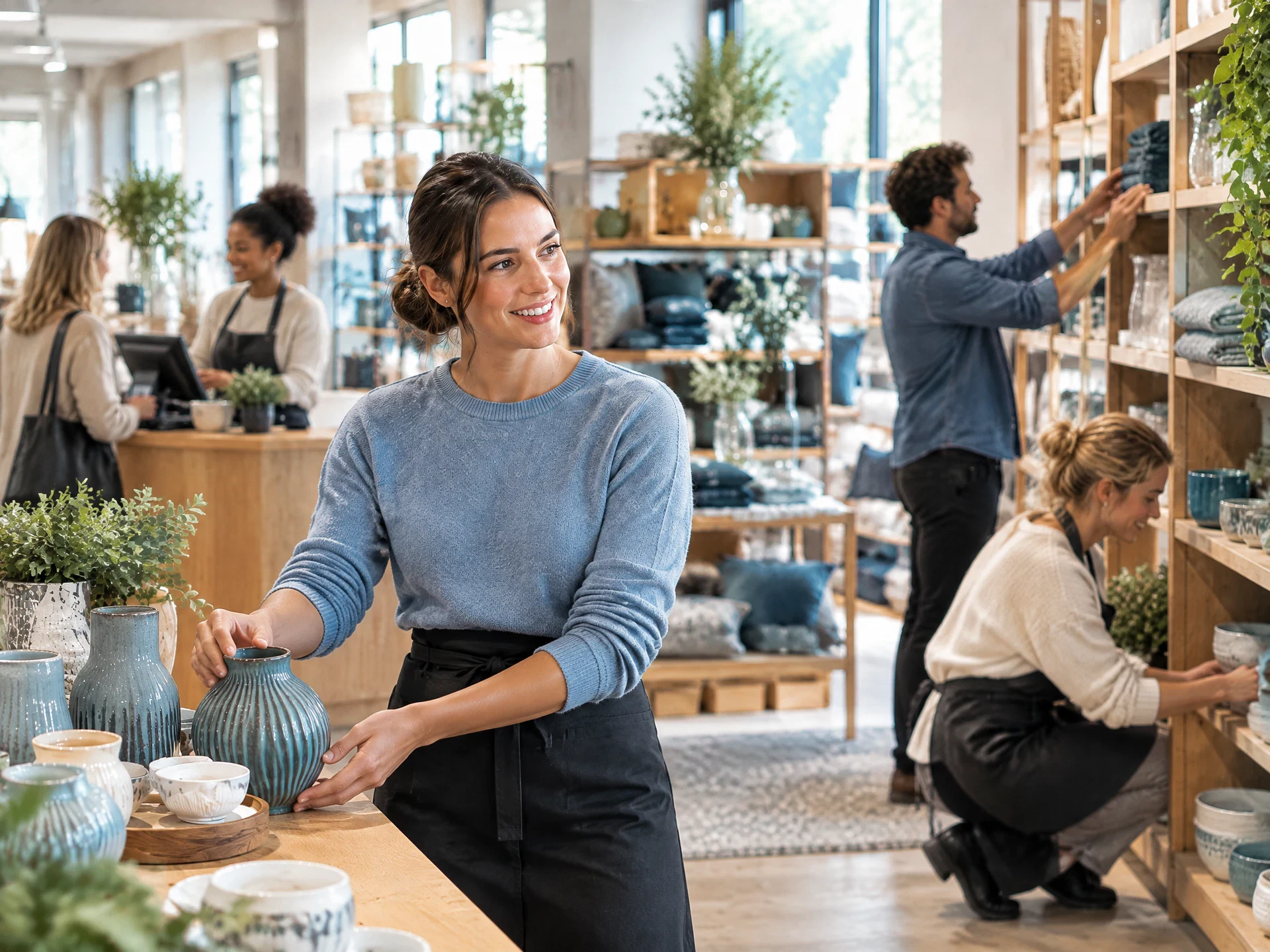 Verkäuferin auf der Fläche im Einzelhandel